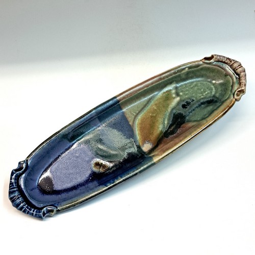 #231016  Platter, Baguette Blue/Green $19 at Hunter Wolff Gallery